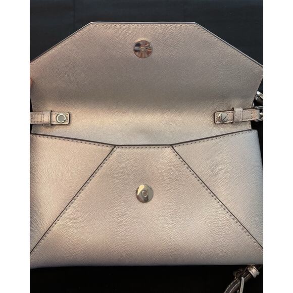 Michael Kors Jet Set Leather Clutch & Wallet. Silver. Set of 2. New No Tags. - Picture 5 of 12